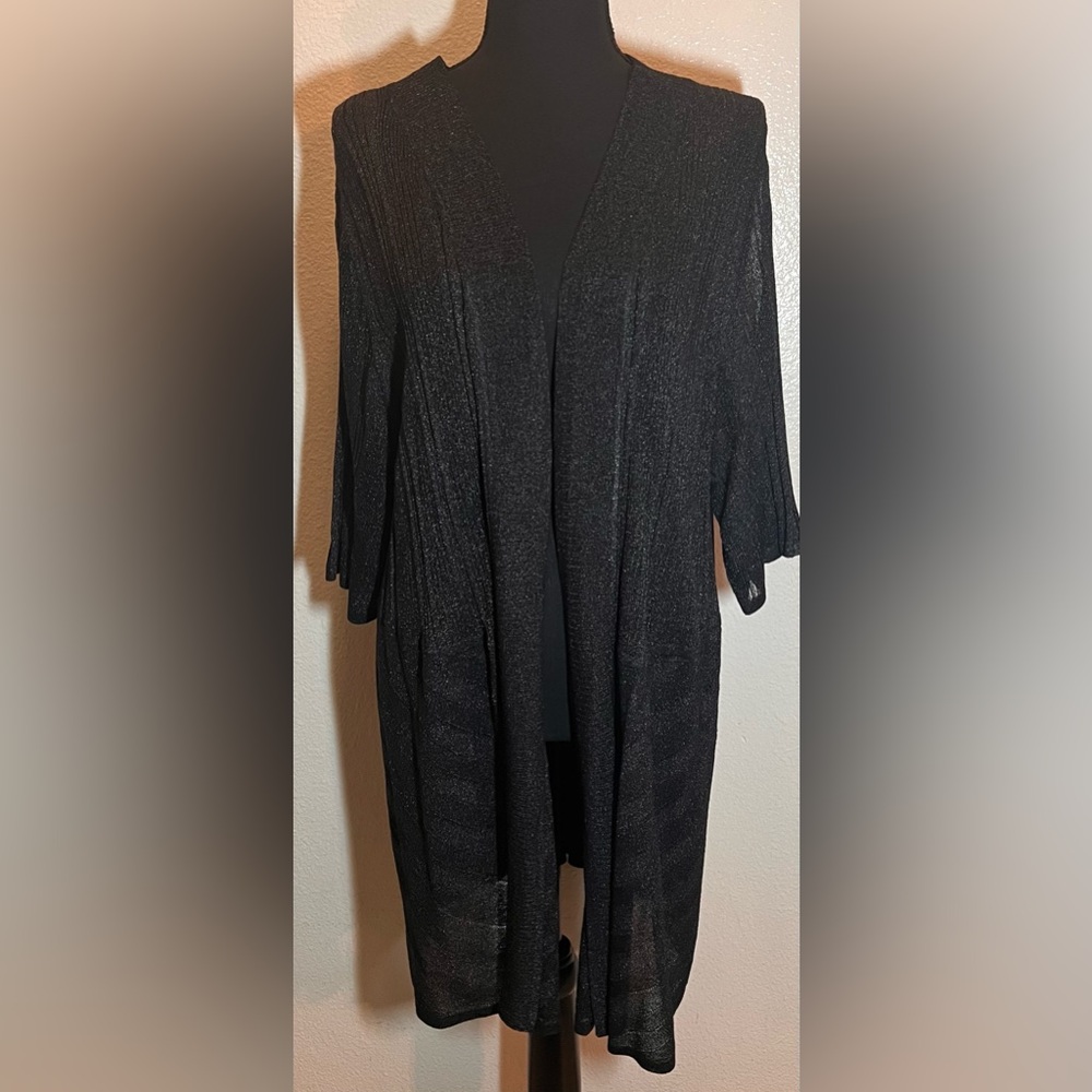 Catherine’s Black Metallic Open Jacket-size 2X (22/24)